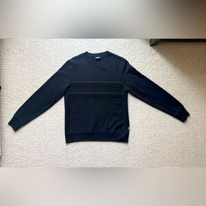 Paul Smith Black Crewneck Sweatshirt w/ Textured Stripe Detail – Size Small